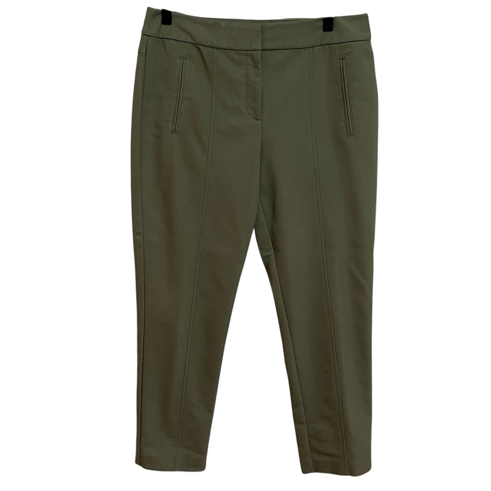 Chicos So Slimming Pants “0” (Size-4) Green Ankle Stretch Tapered Seamed‎ Career